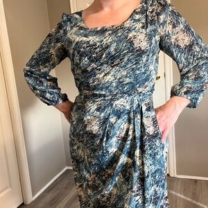 Long sleeved blue dress